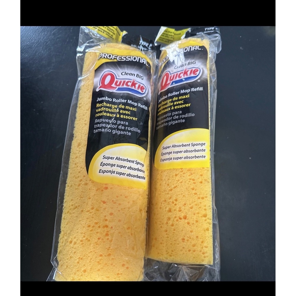 1 Lot of 2 NEW Professional QUICKIE JUMBO ROLLER 12" MOP REFILL TYPE P